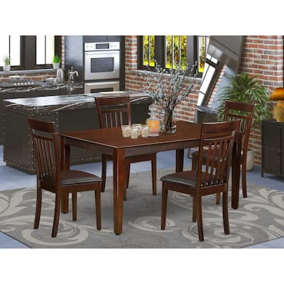 HomeStock 5-Pc Mahogany Finish Solid Wood Top - Dining Room Set - Seats 4