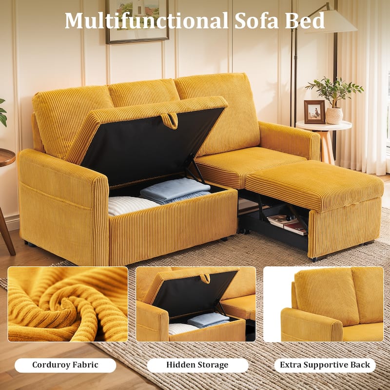 Pocassy 71" L-Shaped Sofa Deep Seat Sleeper Couch for Living Room