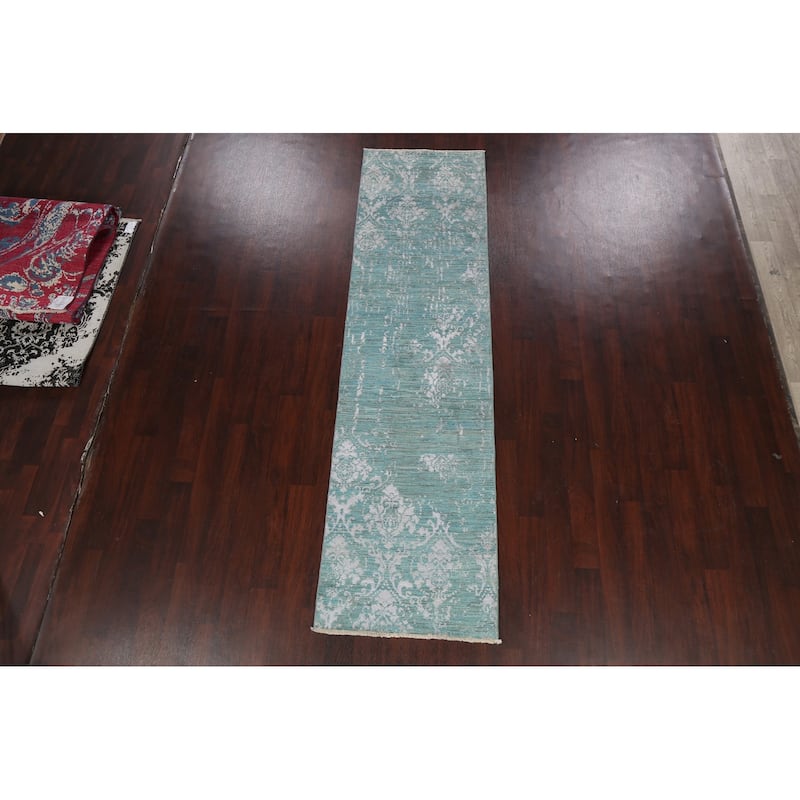 Vegetable Dye Art & Craft Oriental Runner Rug Hand-knotted Wool Carpet - 2'8" x 9'11"