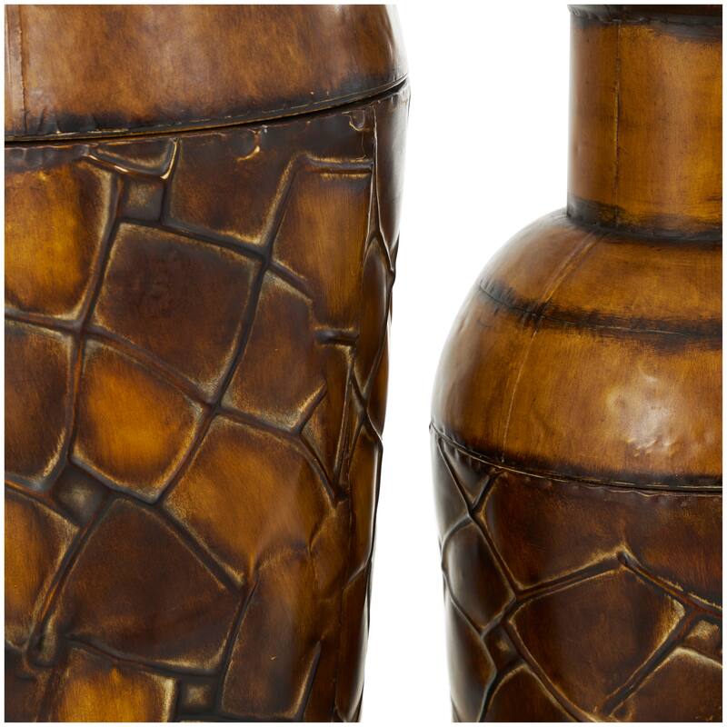 Hammered Iron Metal Rustic Traditional Floor Vase Set (3)