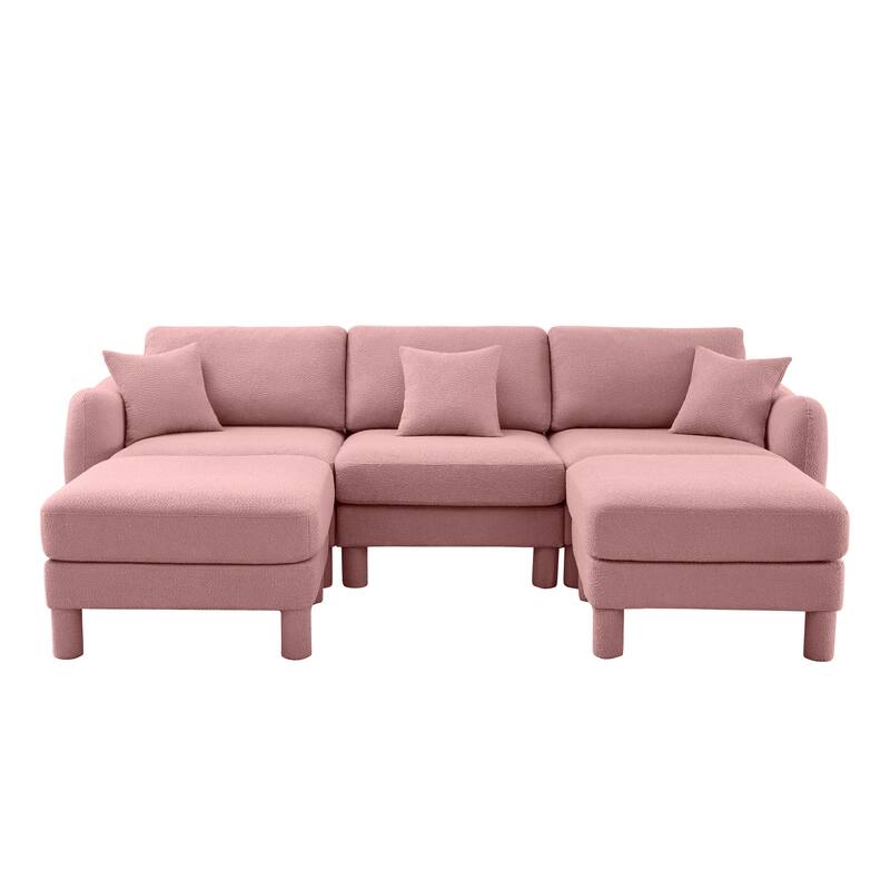 109.4" 3-Seater Modern Upholstered Sofa Couch, Deep-Seat Sectional Sofa with Shell-Shaped Armrests, Leisure Sofa for Living Room