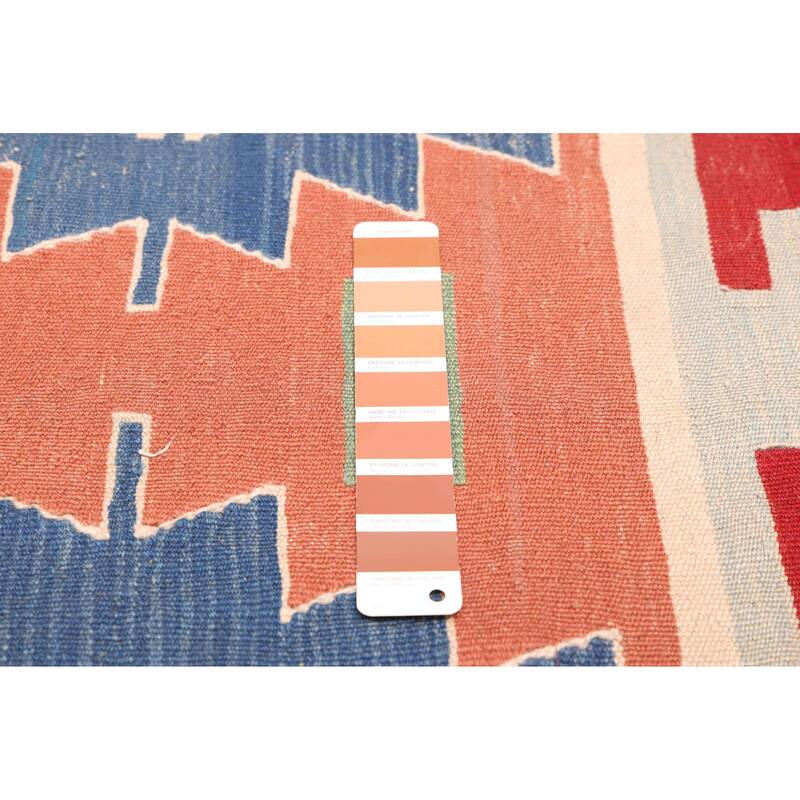 ECARPETGALLERY Flat-Weave Bold and Colorful Dark Copper Wool Kilim - 3'10 x 5'7