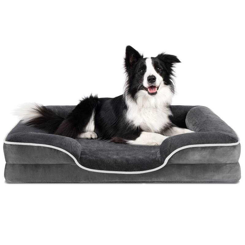 Dog Bed with Memory Foam, Waterproof Pet Sofa Bed with Removable Washable Cover