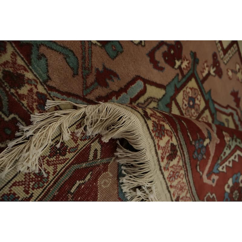 Hand Knotted Oriental 100% Wool Carpet Traditional Floral Beige & Ivories Heriz (serapi) Area Rug - 11' 2'' X 8' 10''
