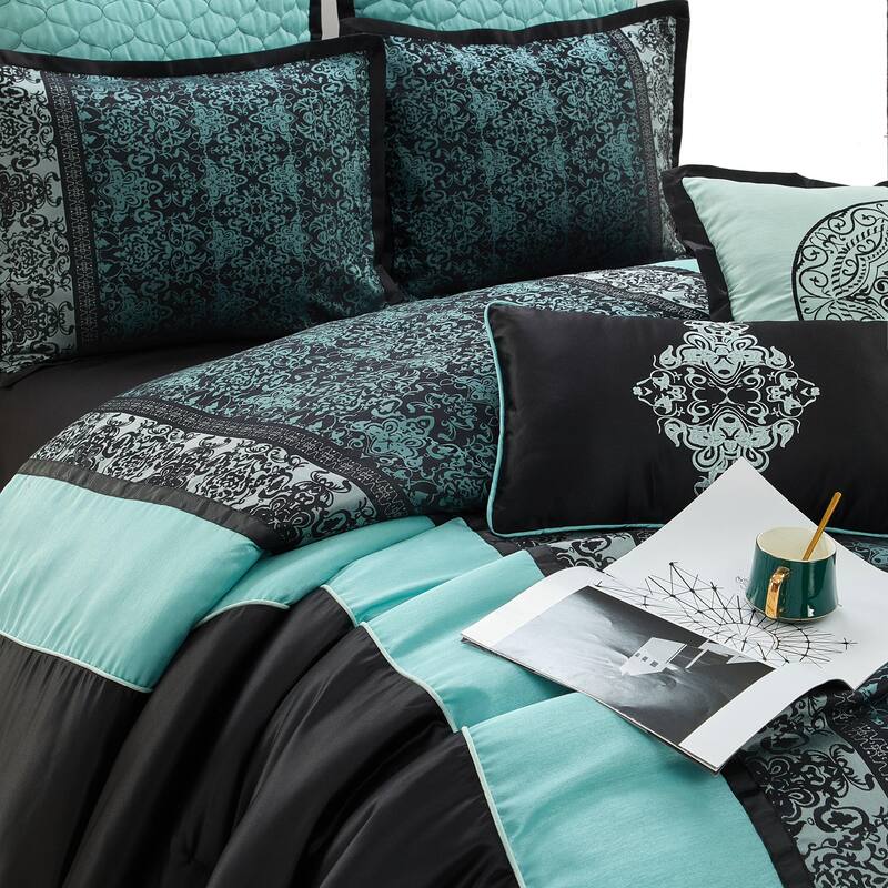 Nanshing Sierra Faux Silk Damask 8-Piece Comforter Set