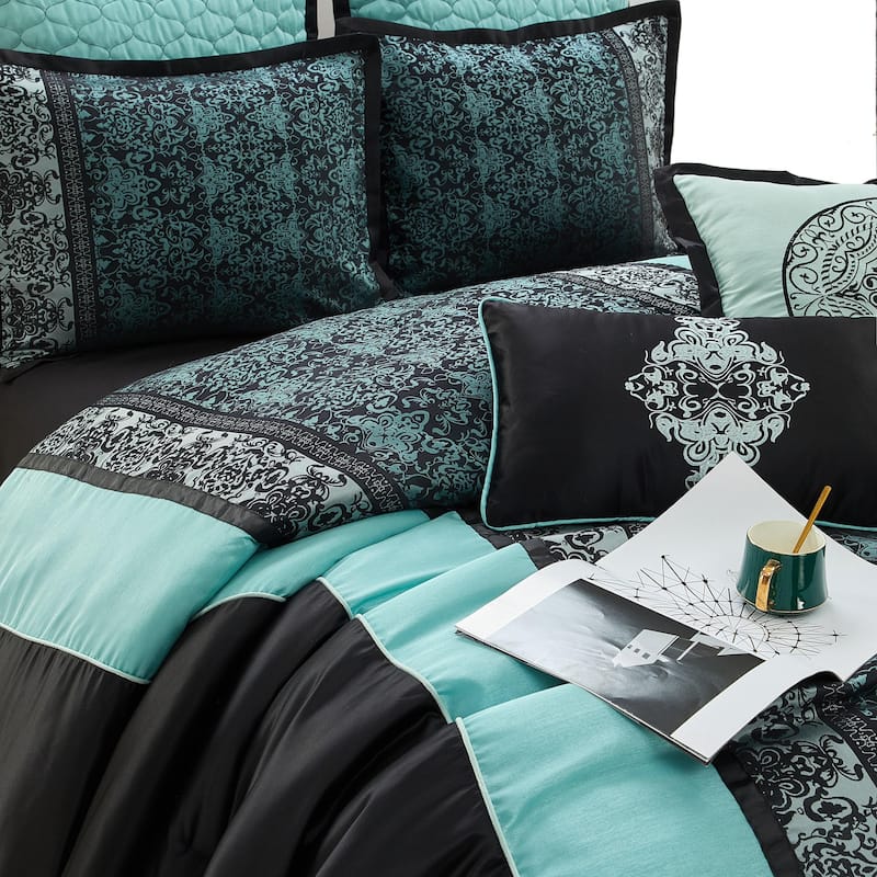 Nanshing Sierra Faux Silk Damask 8-Piece Comforter Set