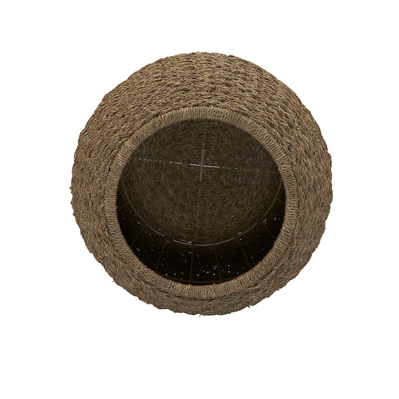 Household Essentials Handwoven Barrel Wicker Storage Basket Side Table - 17.0"L x 17.0"W x 19.0"H
