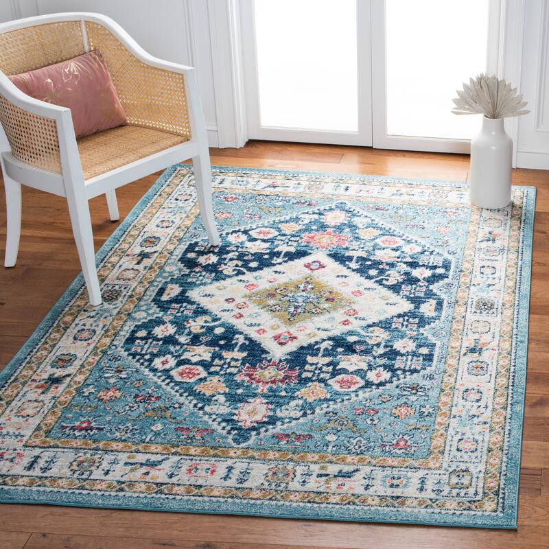 SAFAVIEH Madison Dorene Oriental Medallion Rug - 5'3" x 7'6" - Light Blue/Ivory