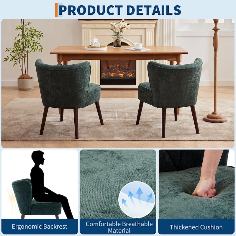 Mid-Century Fabric Accent Kitchen Dining Chairs for Living Room, Bedroom