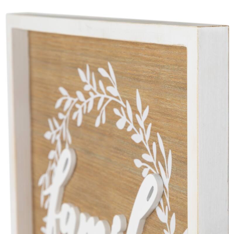 Family Framed Wooden Wall Sign - 15.75" - White