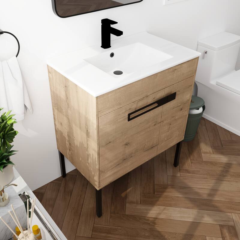 Beingnext 24"/30"/36" Bathroom Vanity with Sink, Freestanding or Floating Bathroom Vanity with 2 Doors and 1 Adjustable Shelf
