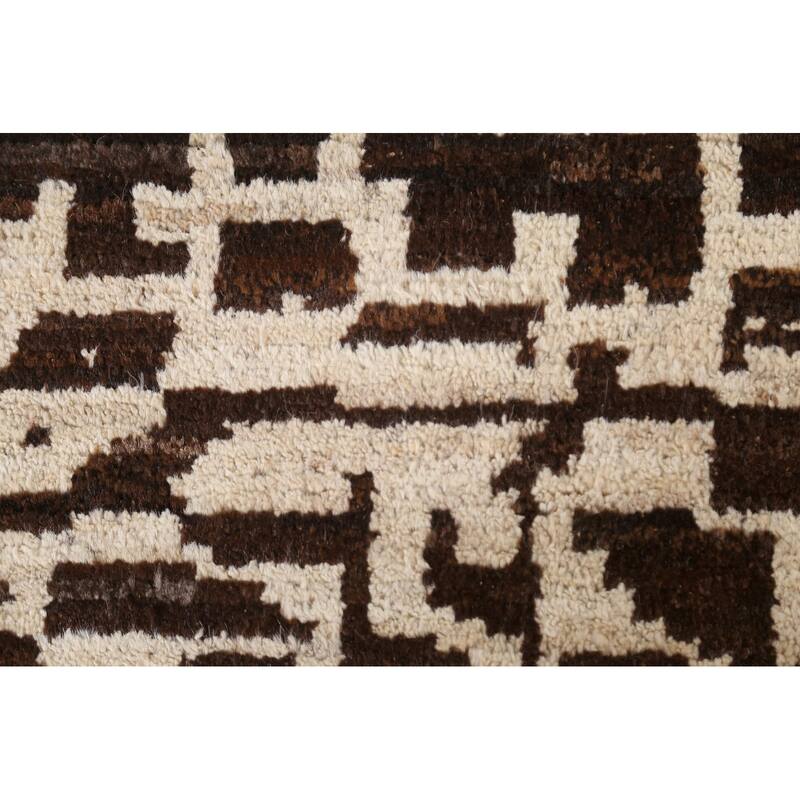 Hand Knotted Oriental 100% Wool Carpet Tribal Tribal Brown Moroccan Area Rug - 8' 2'' X 5' 7''