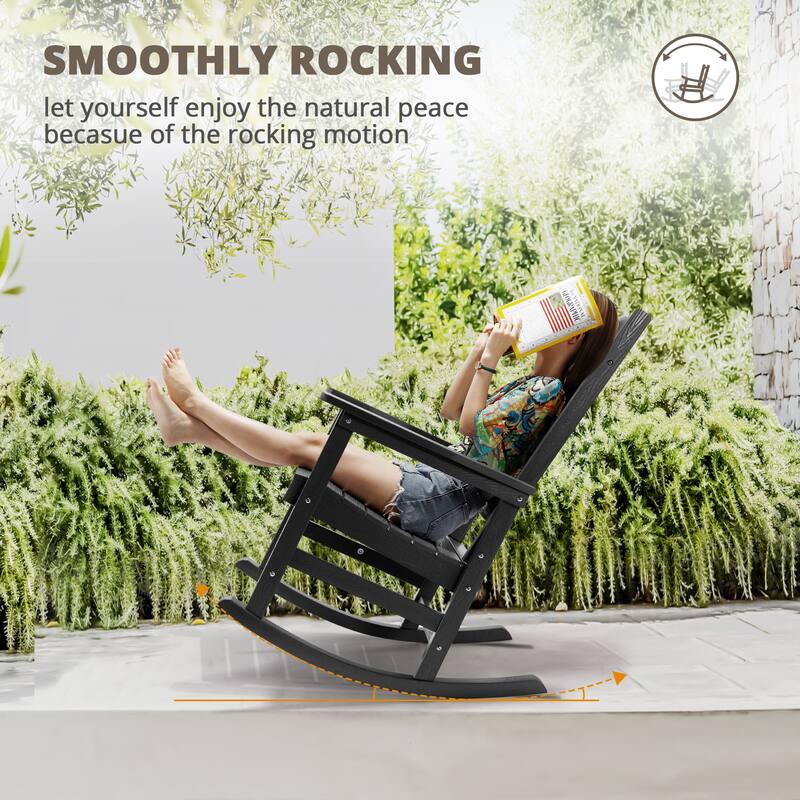 Eco-Friendly Plastic Outdoor Adirondack Rocking Chairs For Porch Set of 2