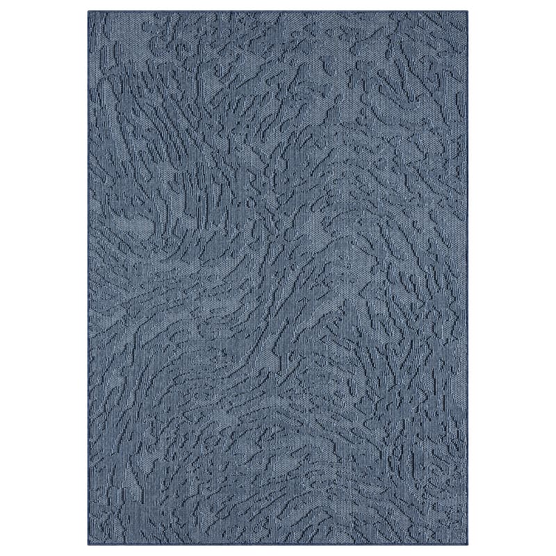 Terra by Obeetee Nimes Topo Relief Rug - Oxford Blue - 2' x 7'3"