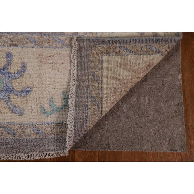 Hand Knotted Oriental 100% Wool Carpet Transitional Floral Greys & Charcoal Oushak Area Rug - 10' 2'' X 7' 10''