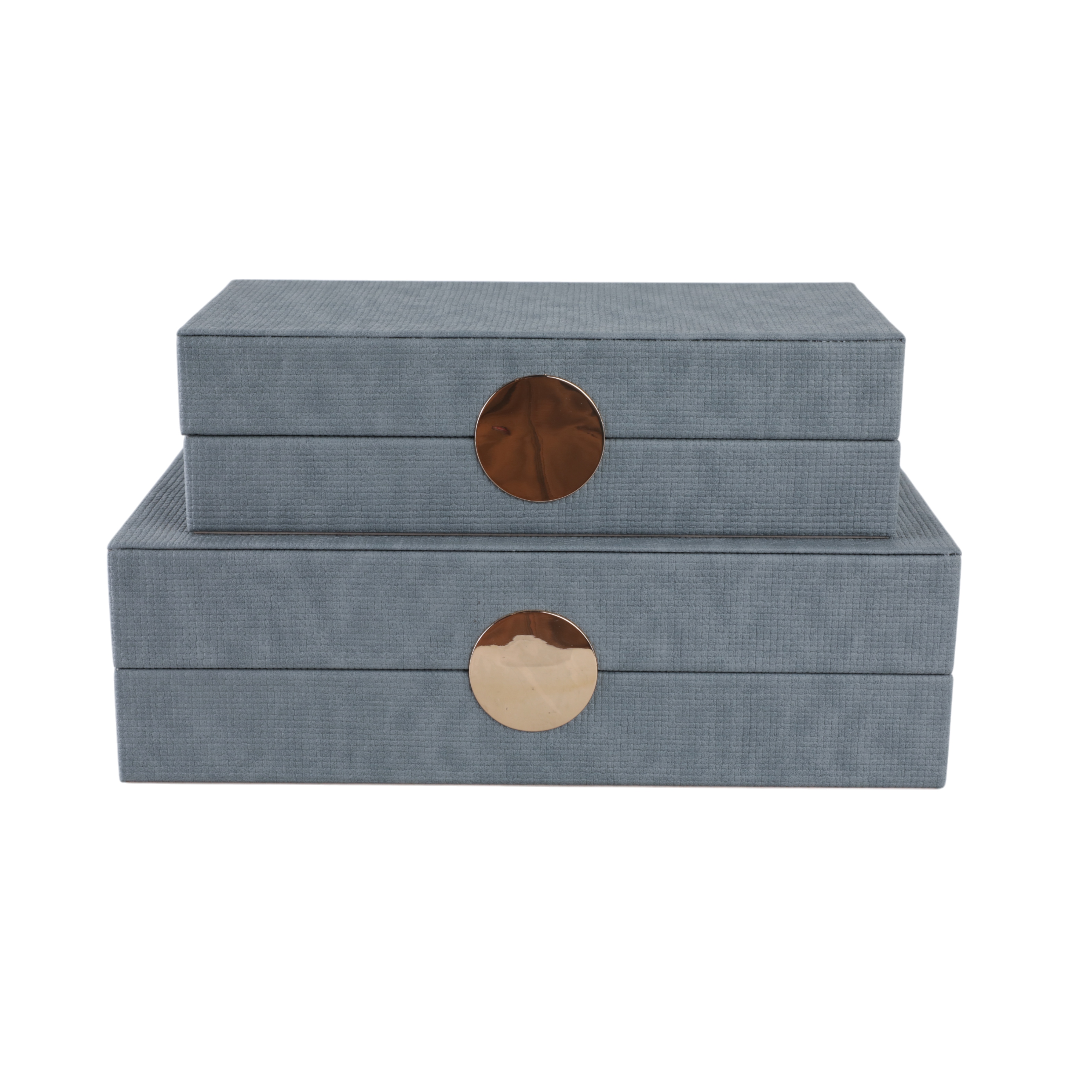 Decorative Rectangle Storage Boxes with Lid (Set of 2) - Blue, 12" - 14 ...