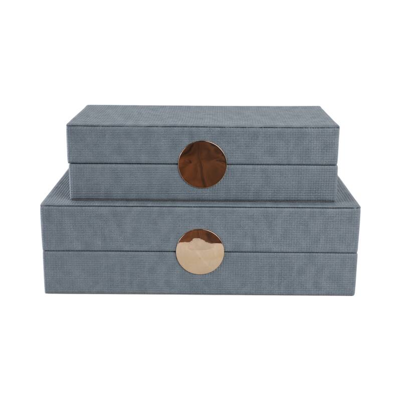 Decorative Rectangle Storage Boxes with Lid (Set of 2) - Blue, 12" - 14 ...