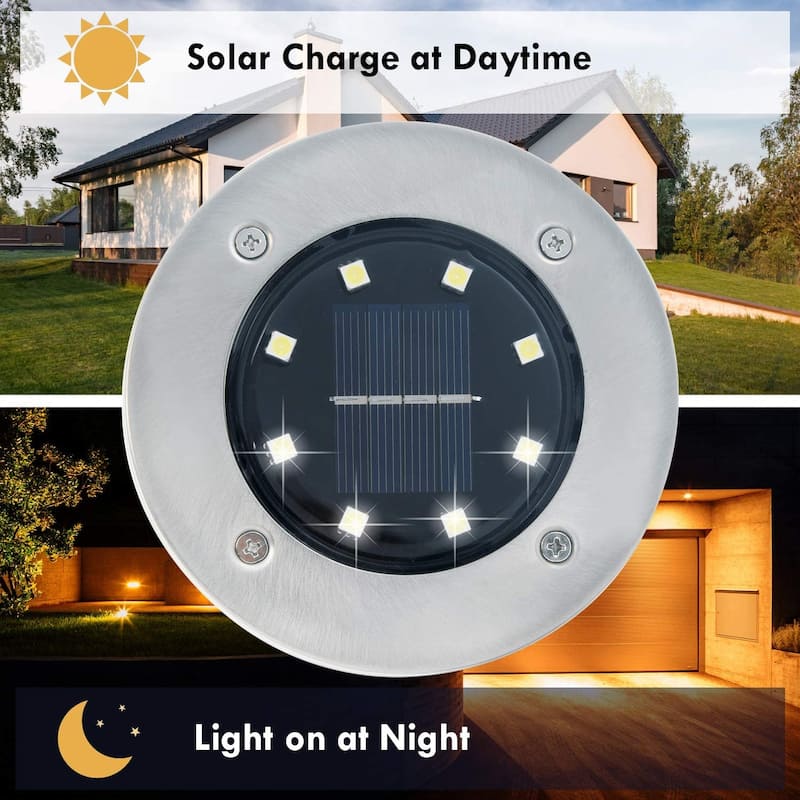 Solar Outdoor Lights 8LED Solar Disk Garden Lights,Waterproof - Medium