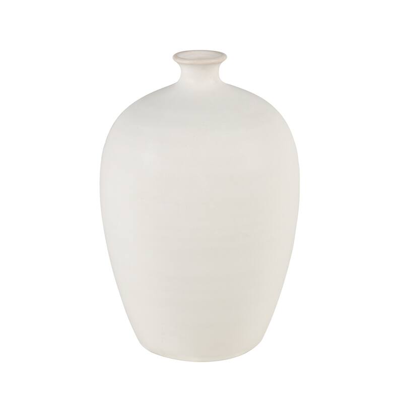 Elk Home Faye White Finish Earthenware 8 Inch Wide Vase
