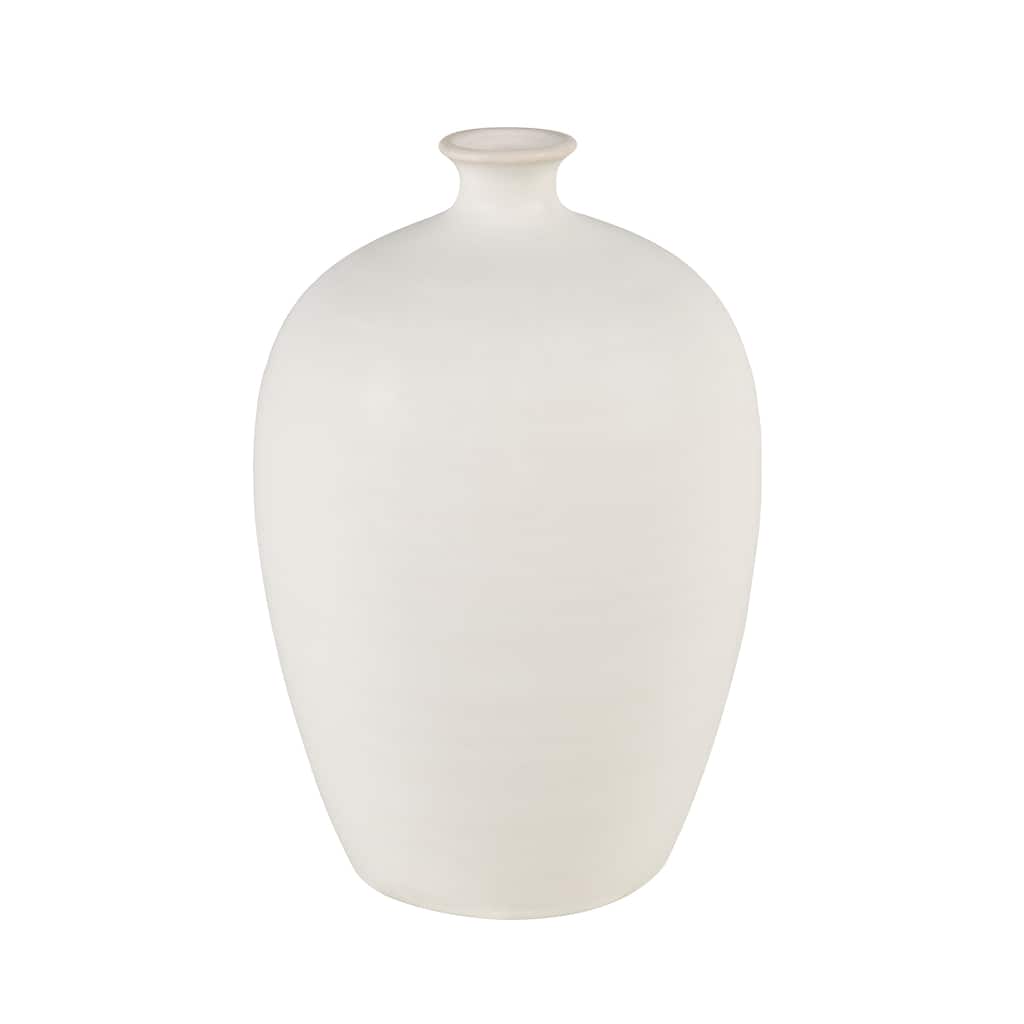 Elk Home Faye White Finish Earthenware 8 Inch Wide Vase