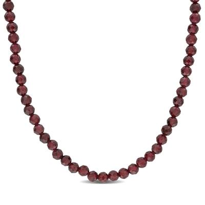 Miadora 16ct TGW Fancy-Cut Garnet Facetted Bead Necklace Yellow Silver-17+2 in.