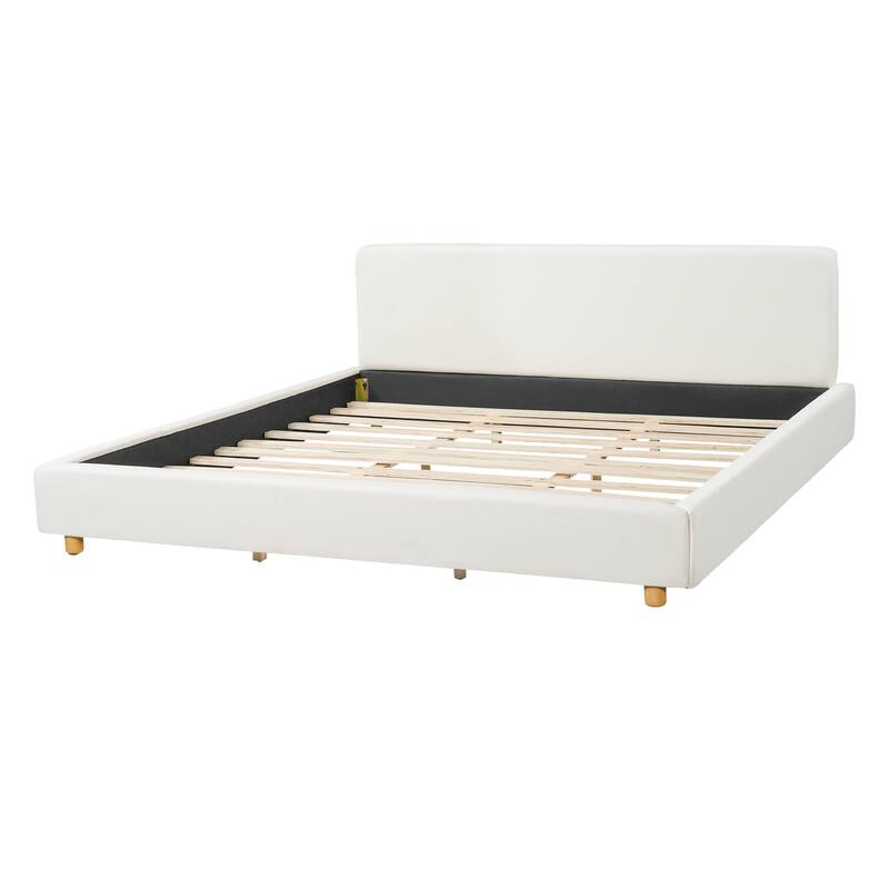 Christopher Knight Home - Jaro Modern Boucle Upholstered Platform Bed Frame with Wooden Slats Support, No Box Spring Needed