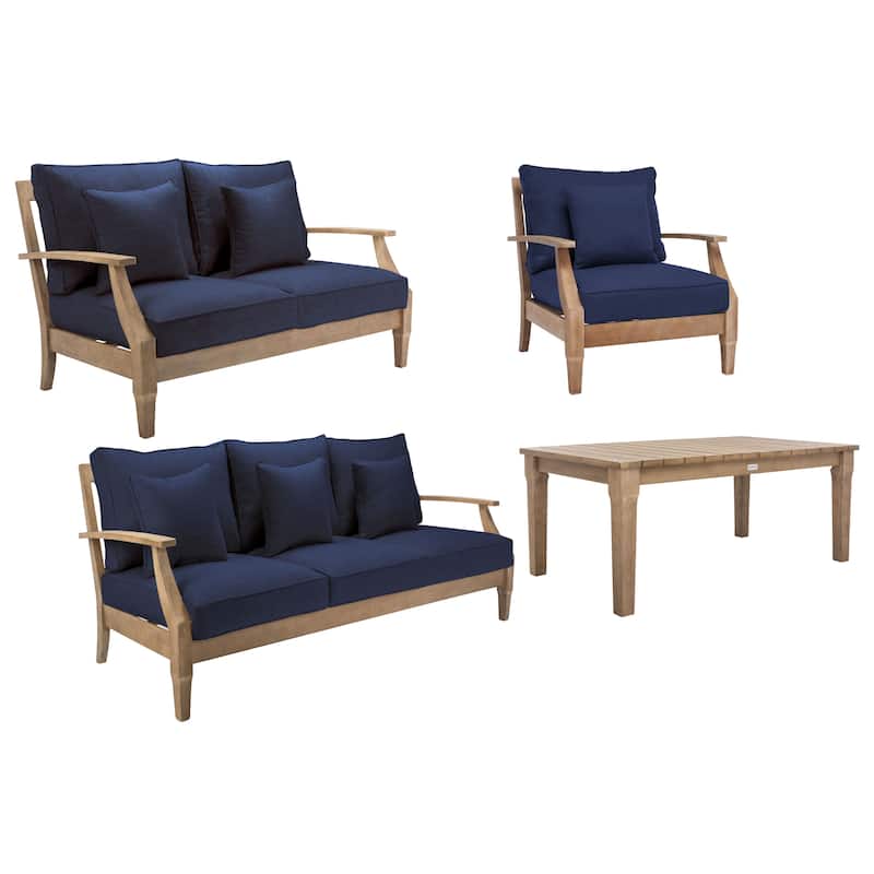 SAFAVIEH Couture Outdoor Patio Furniture Martinique Wood Arm Chair - 31"W x 36"D x 33"H