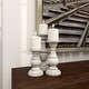 preview thumbnail 23 of 33, Mango Wood Turned Style Pillar Candle Holder (Set of 3) - White, Brown, Gold, Black, Light Blue, Cream, Silver