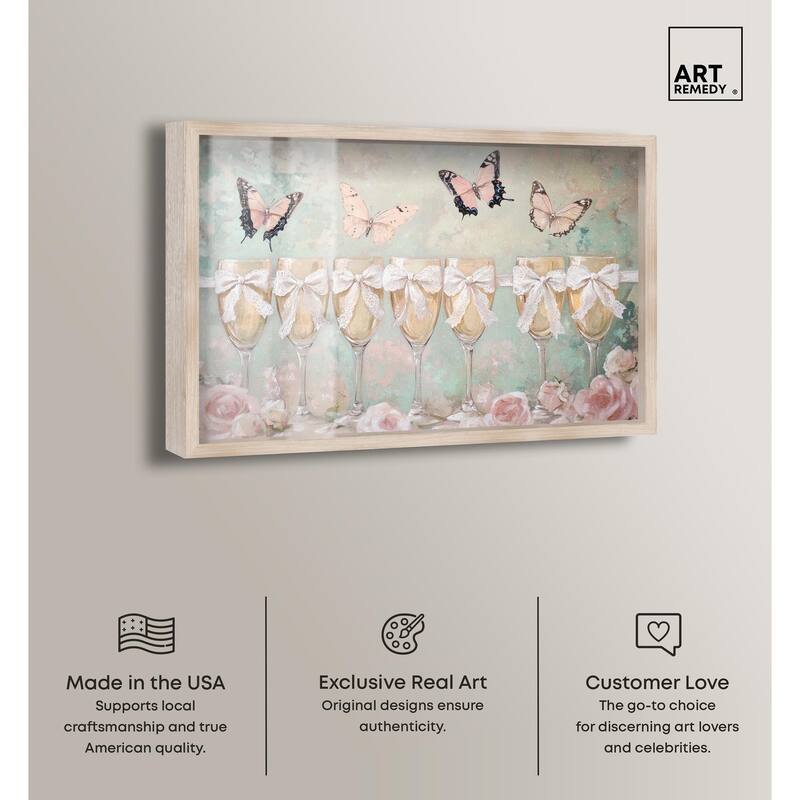 Champagne Mint and Pink Glass Shadowbox by Art Remedy