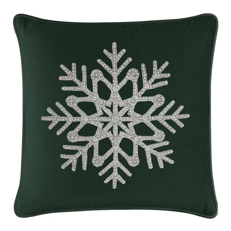 Sparkles Home Rhinestone Snowflake Pillow - Emerald - 16 x 16