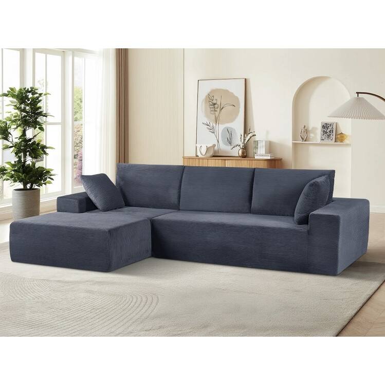 Modular Sleeper Sofa with Wide Armrest Corduroy L Shaped Sectional Couches for Living Room, No Assembly