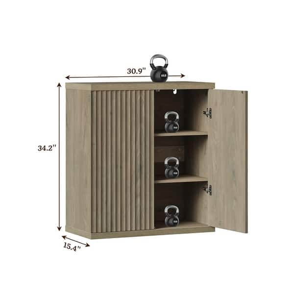 dimension image slide 0 of 4, Set of 3 Versatile Push to Open Side Cabinets for Modern Homes