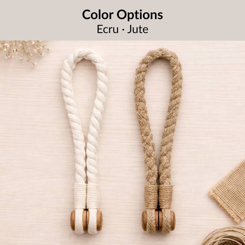 Braided Curtain Tiebacks with Magnetic Closure 19 x 0.5 in