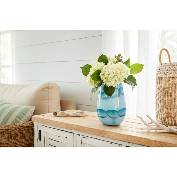 Glass Vases Coastal Style with Sculpted Detailing and Swirl Design