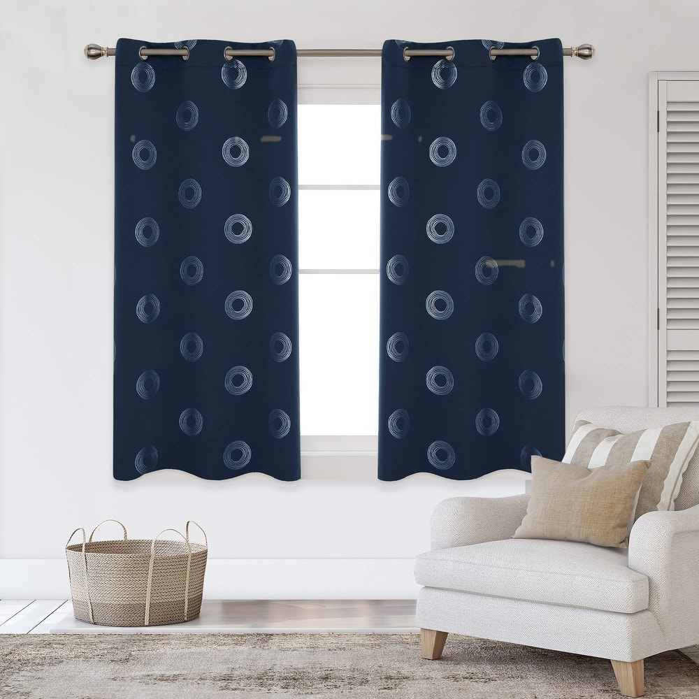 Concentric Circles Pattern Room Darkening Curtain 2 Panels