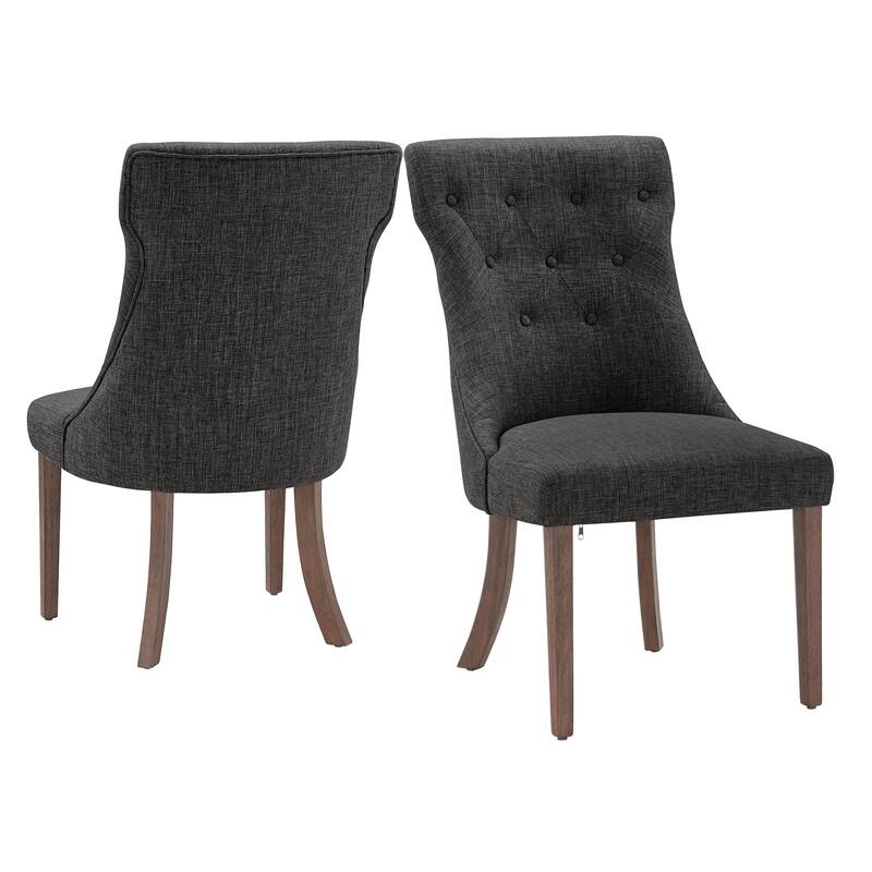 Voyager Button-tufted Dining Chairs (Set of 2) by iNSPIRE Q Artisan - Brown Finish - Dark Grey