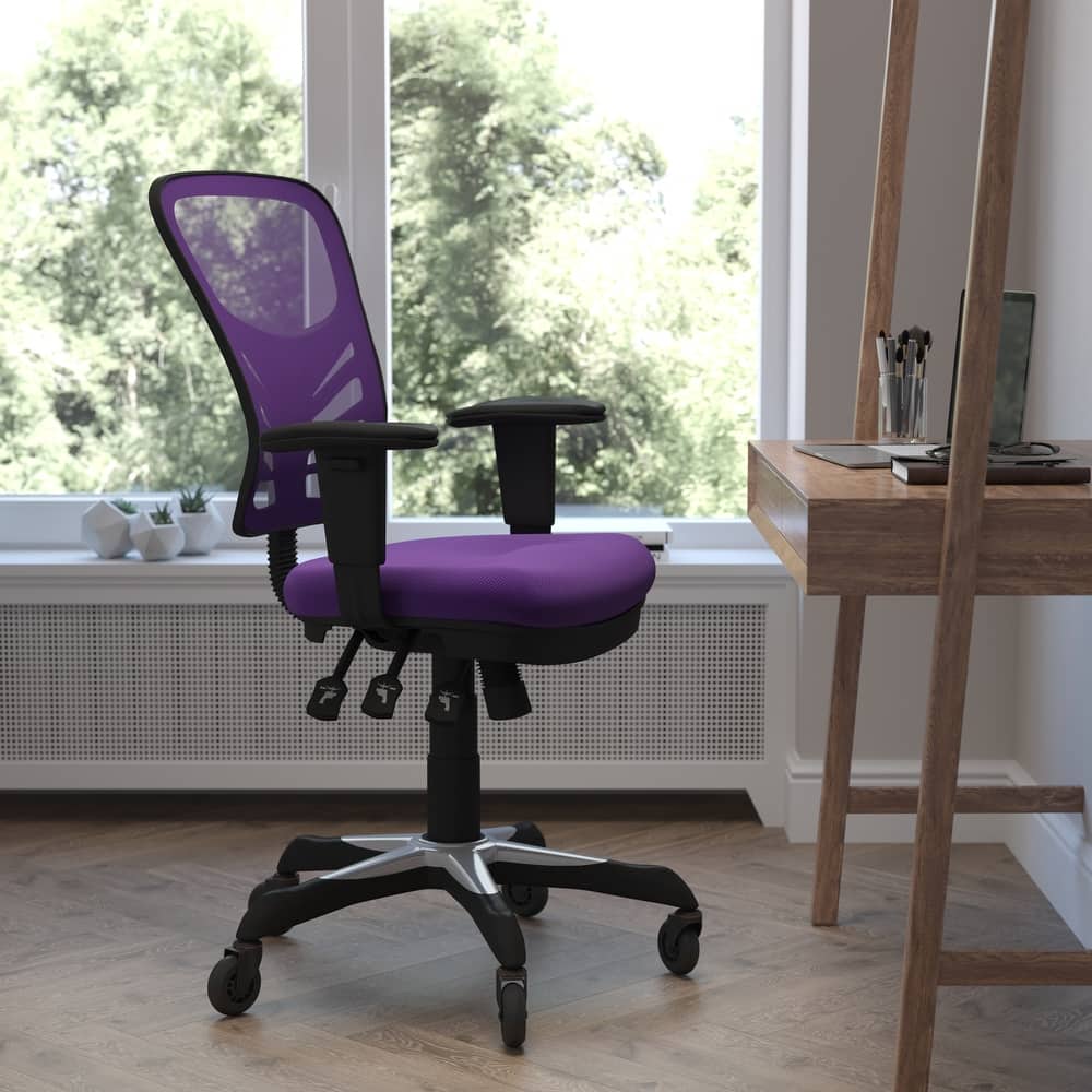 Mid-Back Ergonomic Multifunction Mesh Chair with Polyurethane Wheels