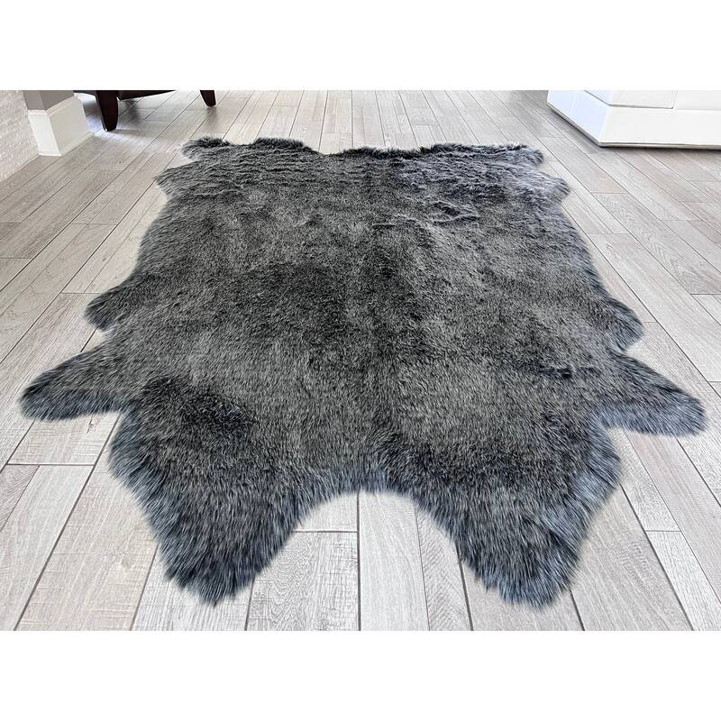 Silver Orchid Luxurious Faux Bison Skin Shag Rug