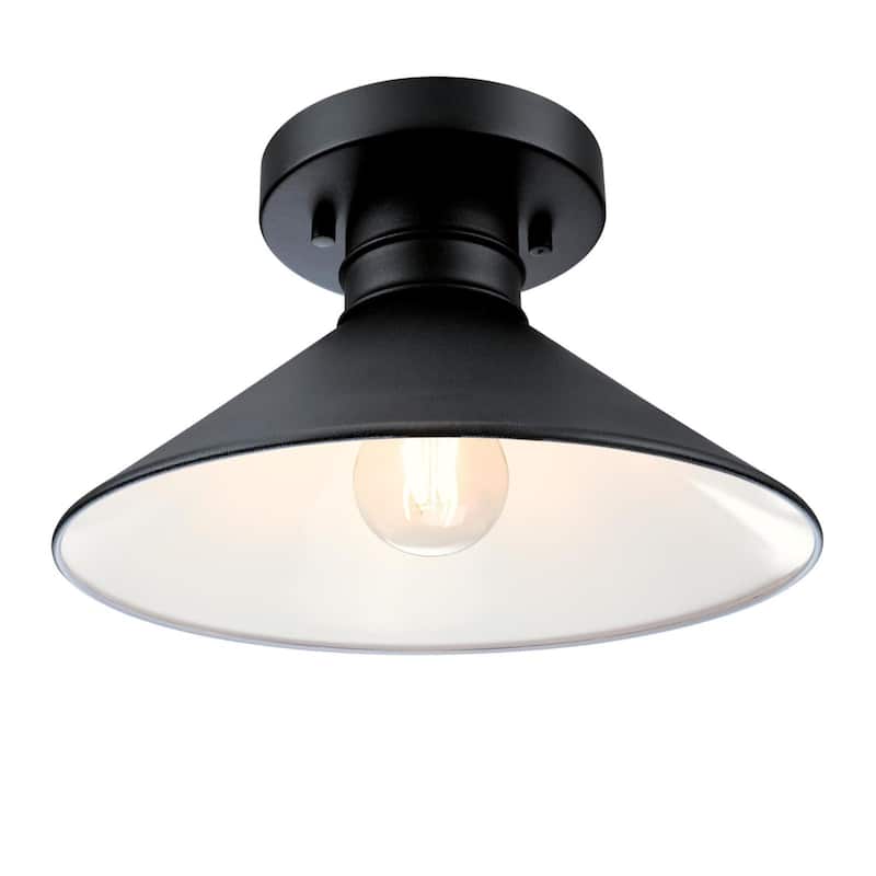 Westinghouse Lighting Watts Creek 11-Inch One-Light Outdoor Semi-Flush Mount, Textured Black Finish - 1-Light