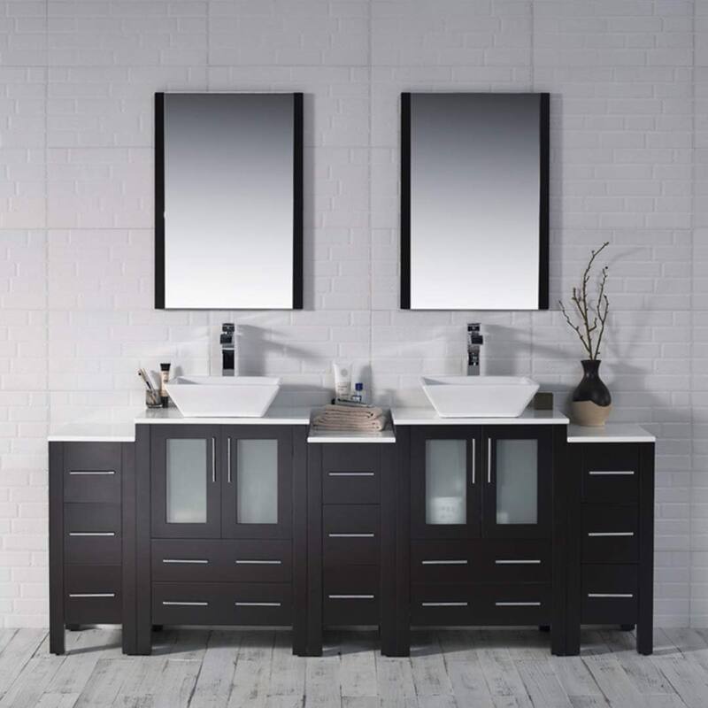 Blossom Sydney 84" Bathroom Double Sink Vanity with Cabinets & Mirrors