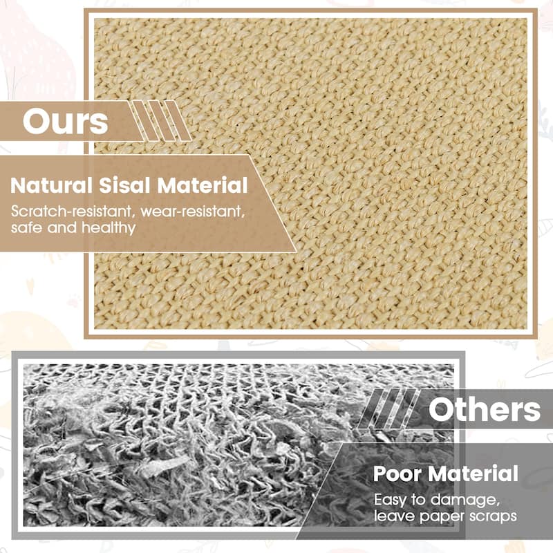 Gymax 12-Piece Cat Scratcher Mat Set 16''x12'' Natural Sisal Pads for