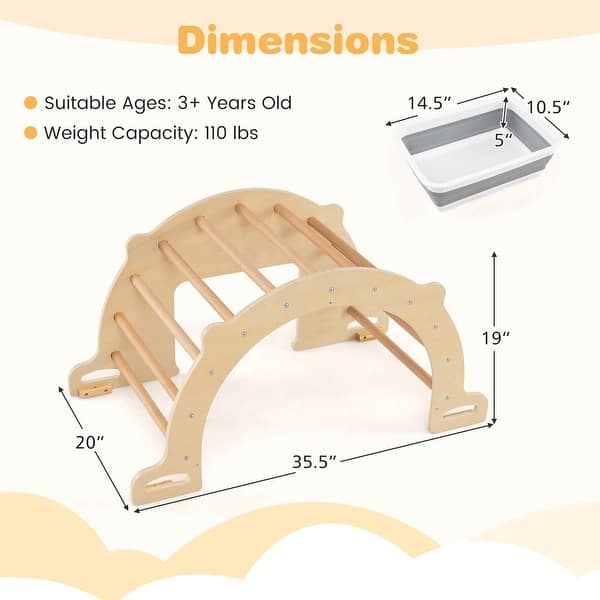 Costway Kids Climbing Arch Sensory Table Montessori Wooden Climber Toy - as pic shows - See Details