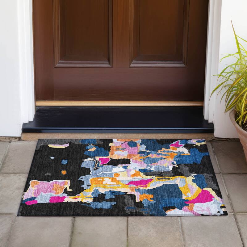 Machine Washable Indoor/ Outdoor Abstract Glam Chantille Rug