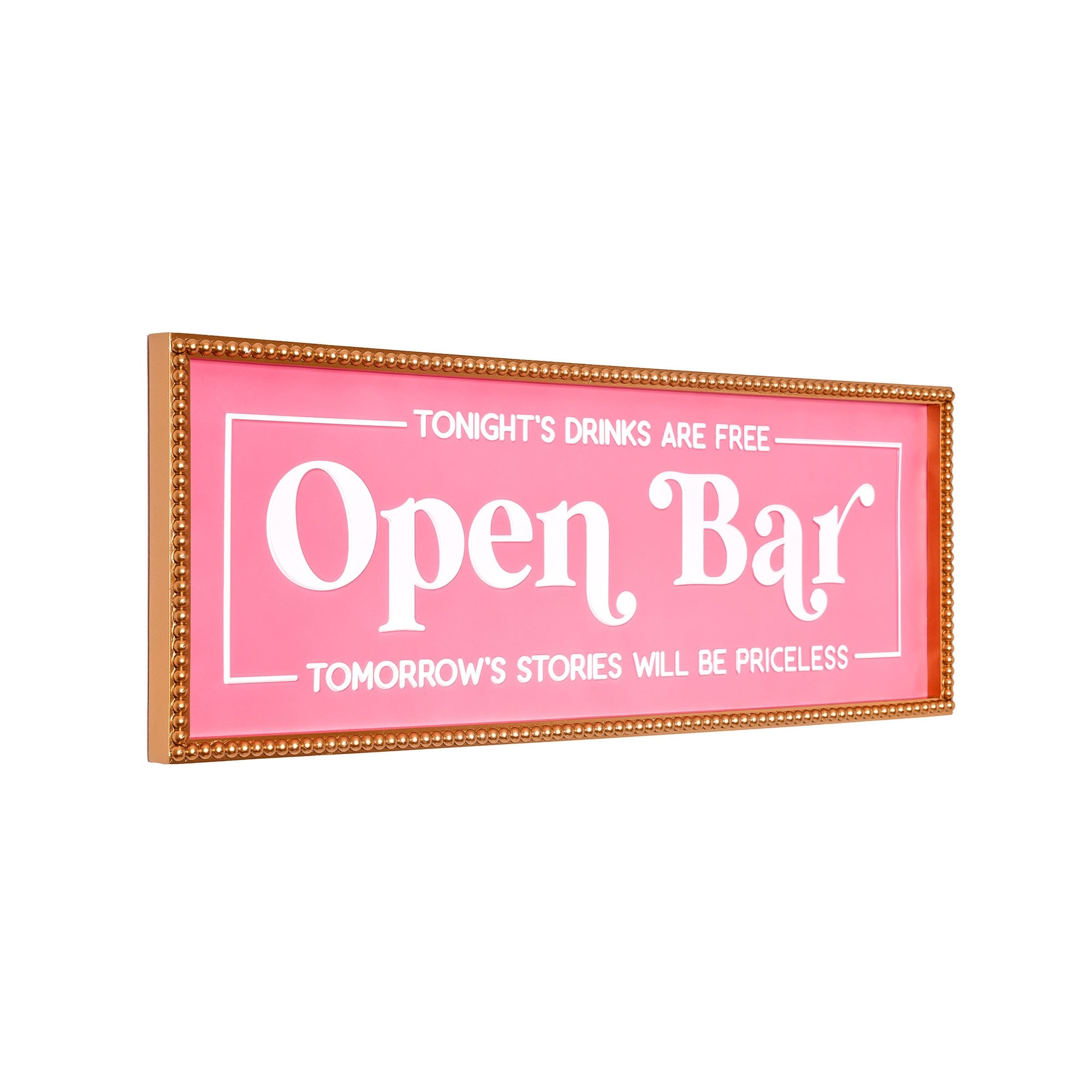 American Art Decor Tipsy Open Bar Framed Metal Embossed Sign - 28.25" x 10.5" - 10.5" x 28.25" x 1.12"