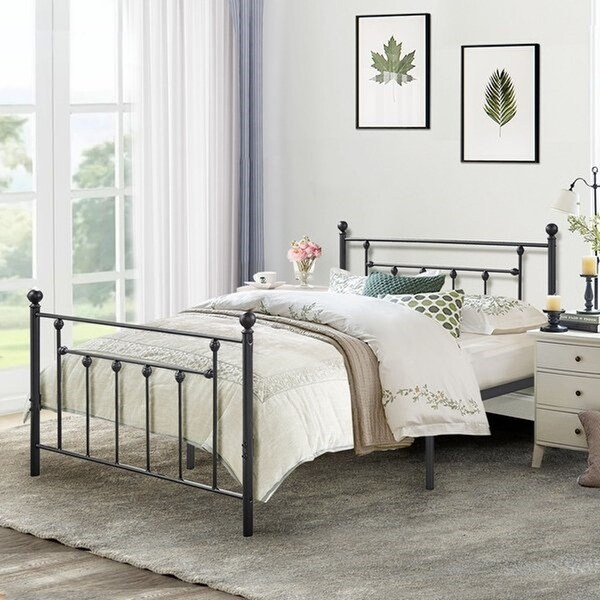 VECELO Bed Frames Victorian Metal Platform Mattress Foundation Twin/Full/Queen Size