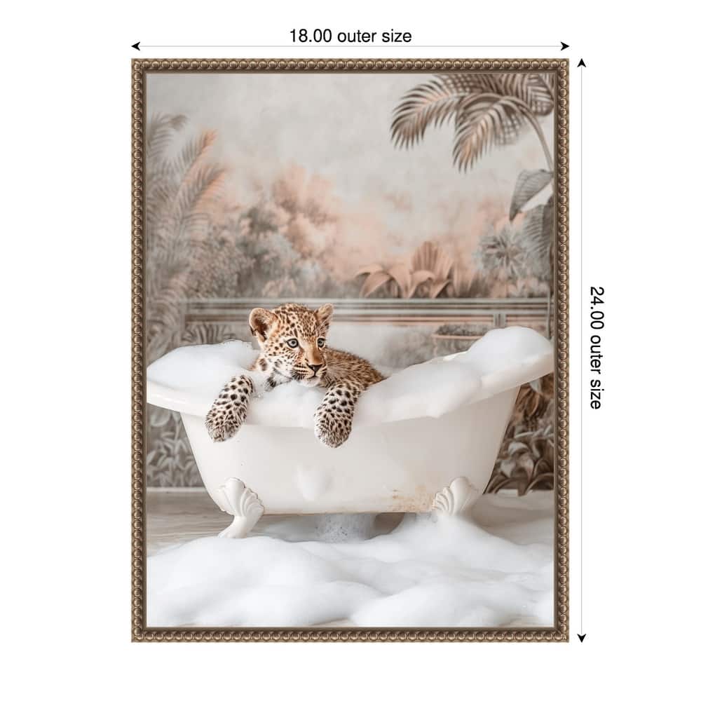 Leopard Bubble Delight by Niky Rahner Framed Canvas Wall Art