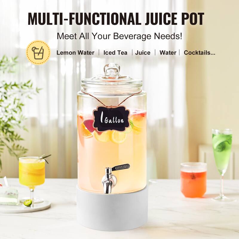 Beverage Dispenser with Spigot and Lid, Iced Tea Lemonade Juice Water Dispenser