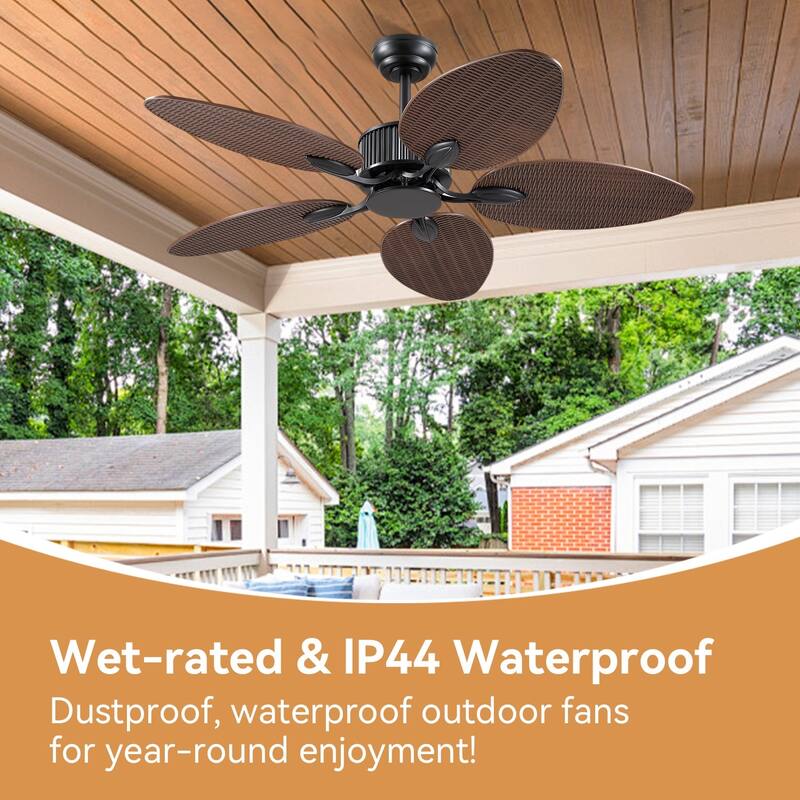 50 Inch Tropical Palm Tropical Indoor/Outdoor Ceiling Fan DC Motor Remote Control - 50 Inches