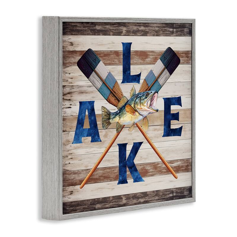 Stupell Rustic Lake Boat Oars Framed Giclee Art Design By Nicole DeCamp