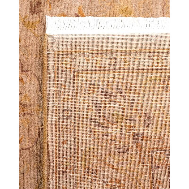 Overton Hand Knotted Wool Vintage Inspired Modern Contemporary Overdyed Beige Area Rug - 4' 2" x 6' 5"